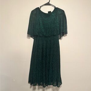 Maison Tara Shimmering Dark Green Midi Dress